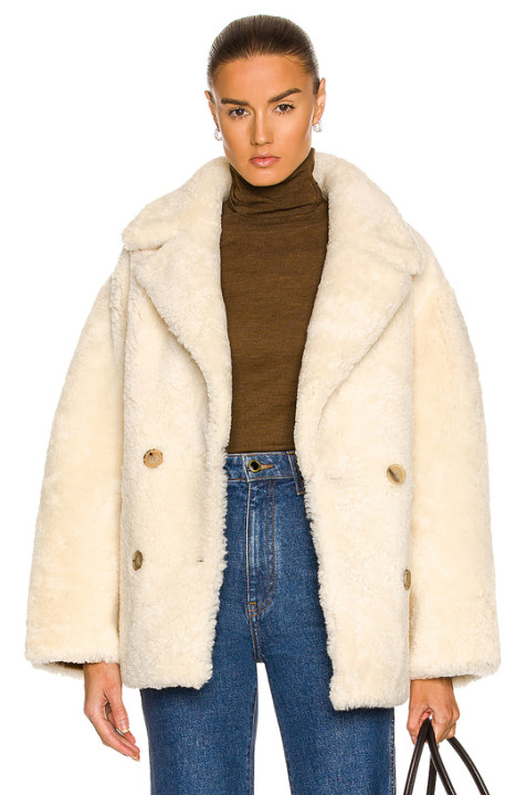 Addie Shearling Double Breast Coat展示图
