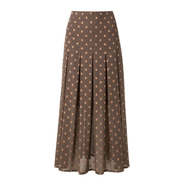 Pleated Appliqu��d Cotton Midi Skirt