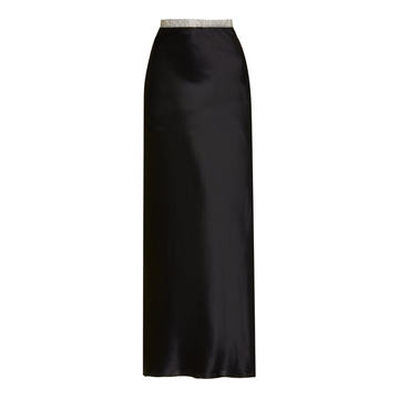 Crystal-Trimmed Silk Maxi Slip Skirt