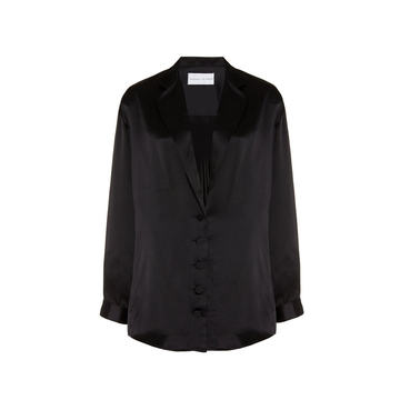 Oversized Silk Satin Tuxedo Shirt