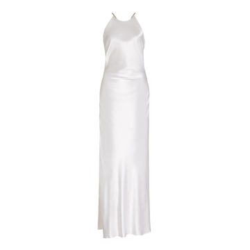 Georgia Crystal-Trimmed Silk Maxi Halter Dress