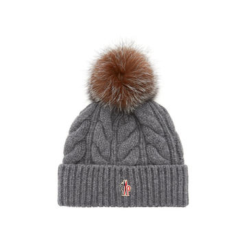 Fur-Trimmed Cable-Knit Wool-Cashmere Beanie