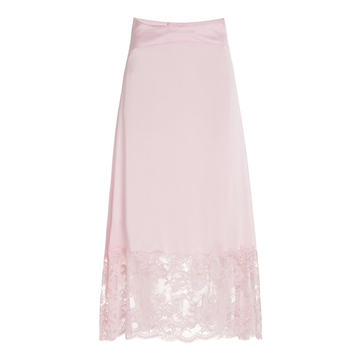 Lace-Trimmed Satin Midi Slip Skirt