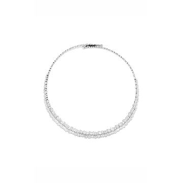 18K White Gold Fireworks Double Row Baguette Collar