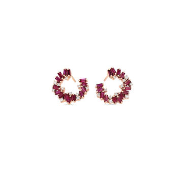 18K Rose Gold Isla Ruby Sideways Hoop Earrings