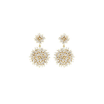 18K Yellow Gold Stella White Diamond Earrings