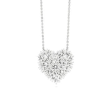 18K White Gold Large White Diamond Heart Pendant