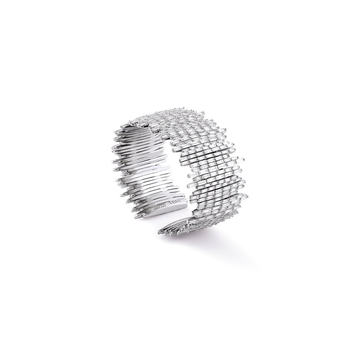 18K White Gold Fireworks Baguette Cuff