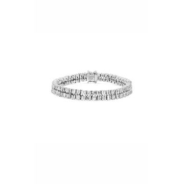 18K White Gold Double Row Baguette Tennis Bracelet