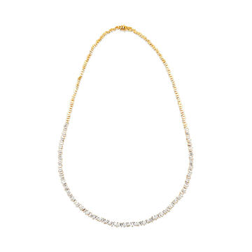 18K White Gold Classics Fireworks Mini Baguette Tennis Necklace