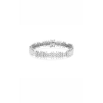 18K White Gold Fireworks Staggered Baguette Tennis Bracelet