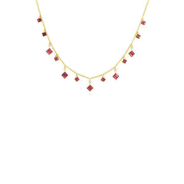 18K Yellow Gold Cascade Ruby Necklace