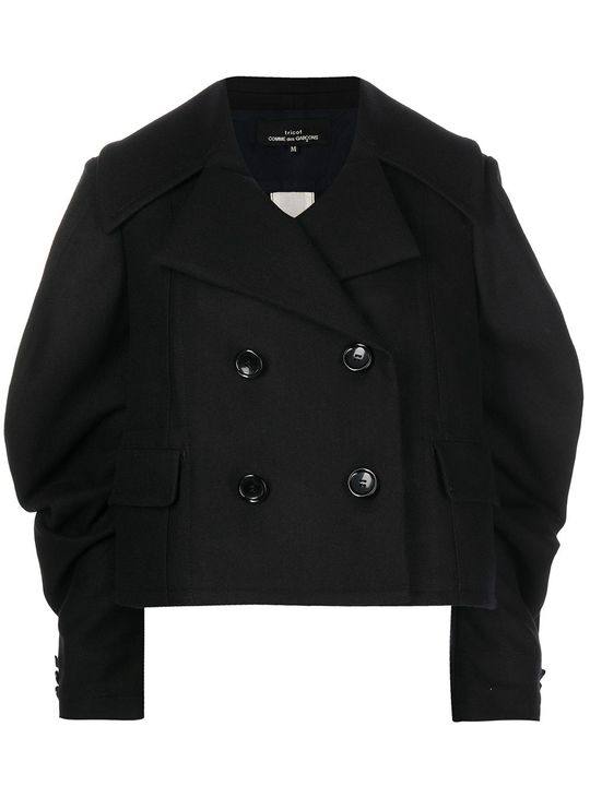 double-breasted cropped wool jacket展示图