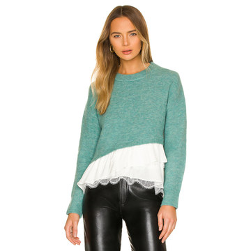 Ruffle Hem Atlas Pullover Sweater