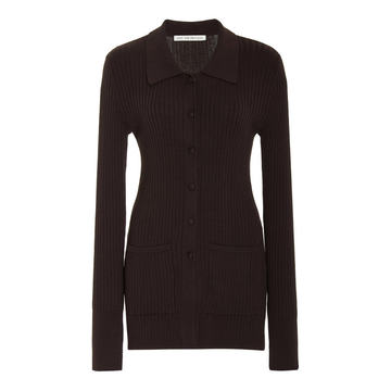 Tuxedo Ribbed Stretch-Jersey Cardigan