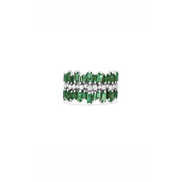 18K White Gold Sansa Emerald Half Band