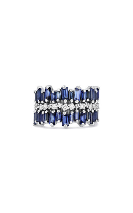 18K White Gold Sansa Dark Blue Half Band展示图