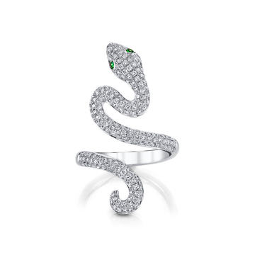 18K Gold Diamond Narrow Snake Ring