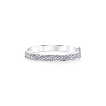 18K Gold Pave Diamond Oval Bracelet with Three Trillion Diamonds