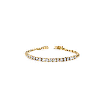 18K Gold Cuban Link and Diamond Line Bracelet