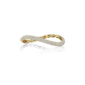 18K Gold Diamond Curved Bangle