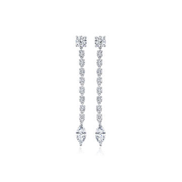 18K Gold Short Rope Diamond Earrings with Marquis Diamond Drop