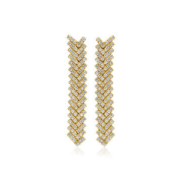 18K Gold  Pave Diamond Short Zipper Earrings