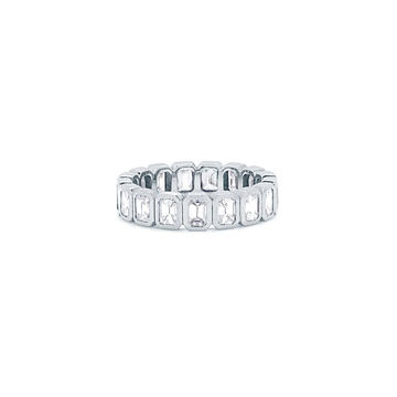 18K Gold Emerald Cut Diamond Bezel Ring