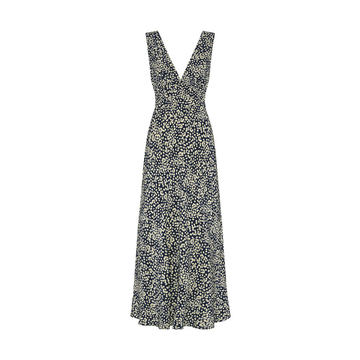 Daisy-Print Mulberry Silk Maxi Slip Dress