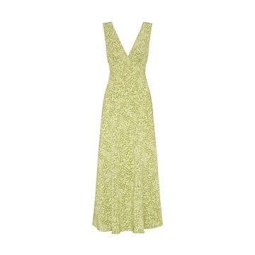 Daisy-Print Mulberry Silk Maxi Slip Dress