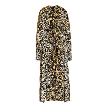 Leopard-Printed Crepe De Chine Midi Dress