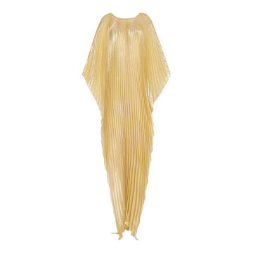 Pleated Silk-Blend Lam�� Caftan Gown