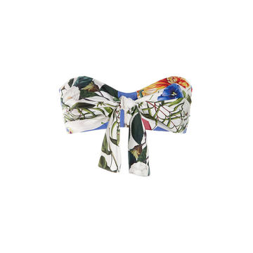 Floral-Print Silk Bandeau Top