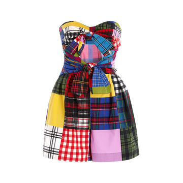 Patchwork Plaid Cotton-Blend Playsuit