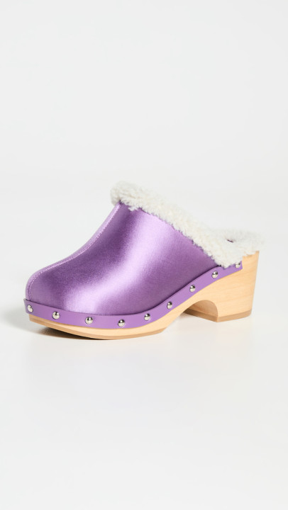 Matilda 紫色毛羊皮木底鞋展示图