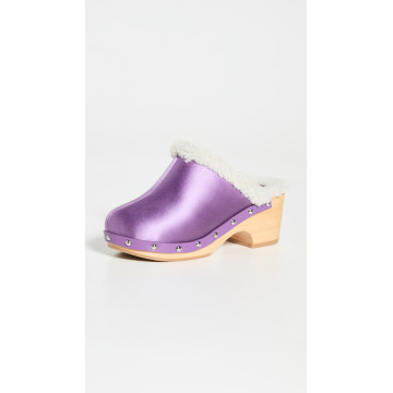 Matilda 紫色毛羊皮木底鞋