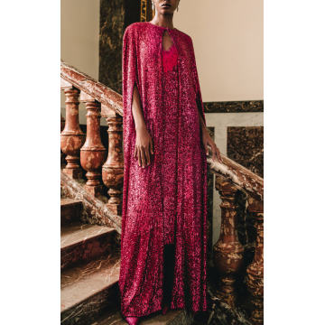 Lace-Trimmed Sequin Midi Slip Dress