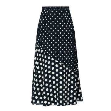 Gracie Pleated Polka-Dot Silk Crepe Midi Skirt