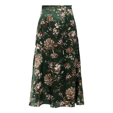 Gracie Silk Satin Midi Skirt