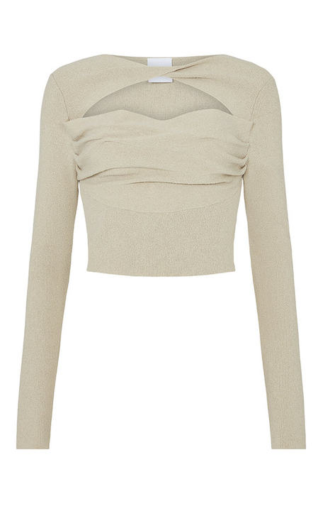 Knot Cutout Cotton-Blend Crop Top展示图