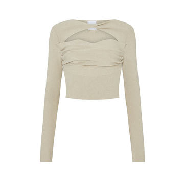 Knot Cutout Cotton-Blend Crop Top