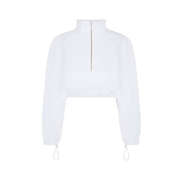 Cotton-Blend Poplin Half-Zip Top