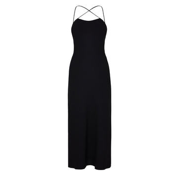 Criss-Cross Compact-Knit Midi Slip Dress