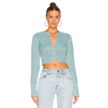 Mohair Fuzzy Cropped Cardigan