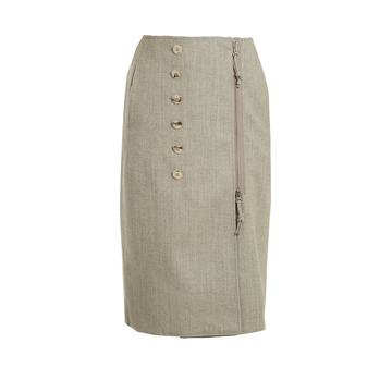 Sorrel button-embellished wool-blend pencil skirt