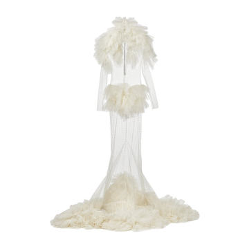 Formidable Ruffled Tulle Gown