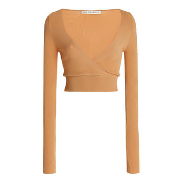 Verso Ribbed-Knit Cropped Wrap Top