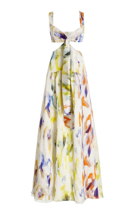 Exclusive Olivela Cutout Printed Silk Maxi Dress展示图