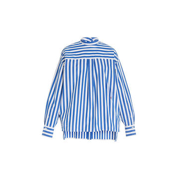 Oversized Striped Cotton Button-Back Shirt