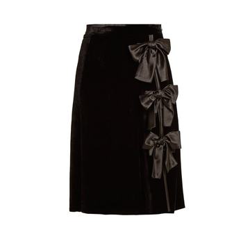 Valente bow-embellished velvet skirt